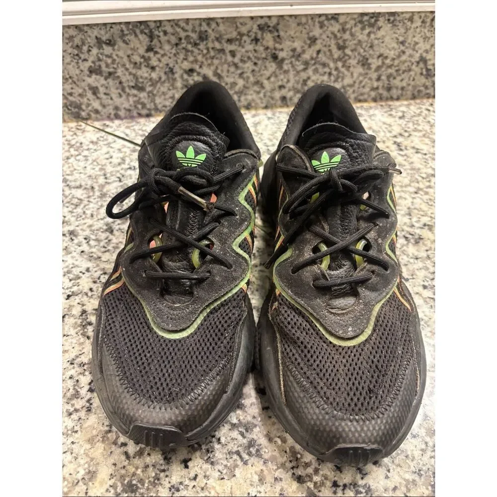 adidas Black Sneakers with Green and Orange Trim